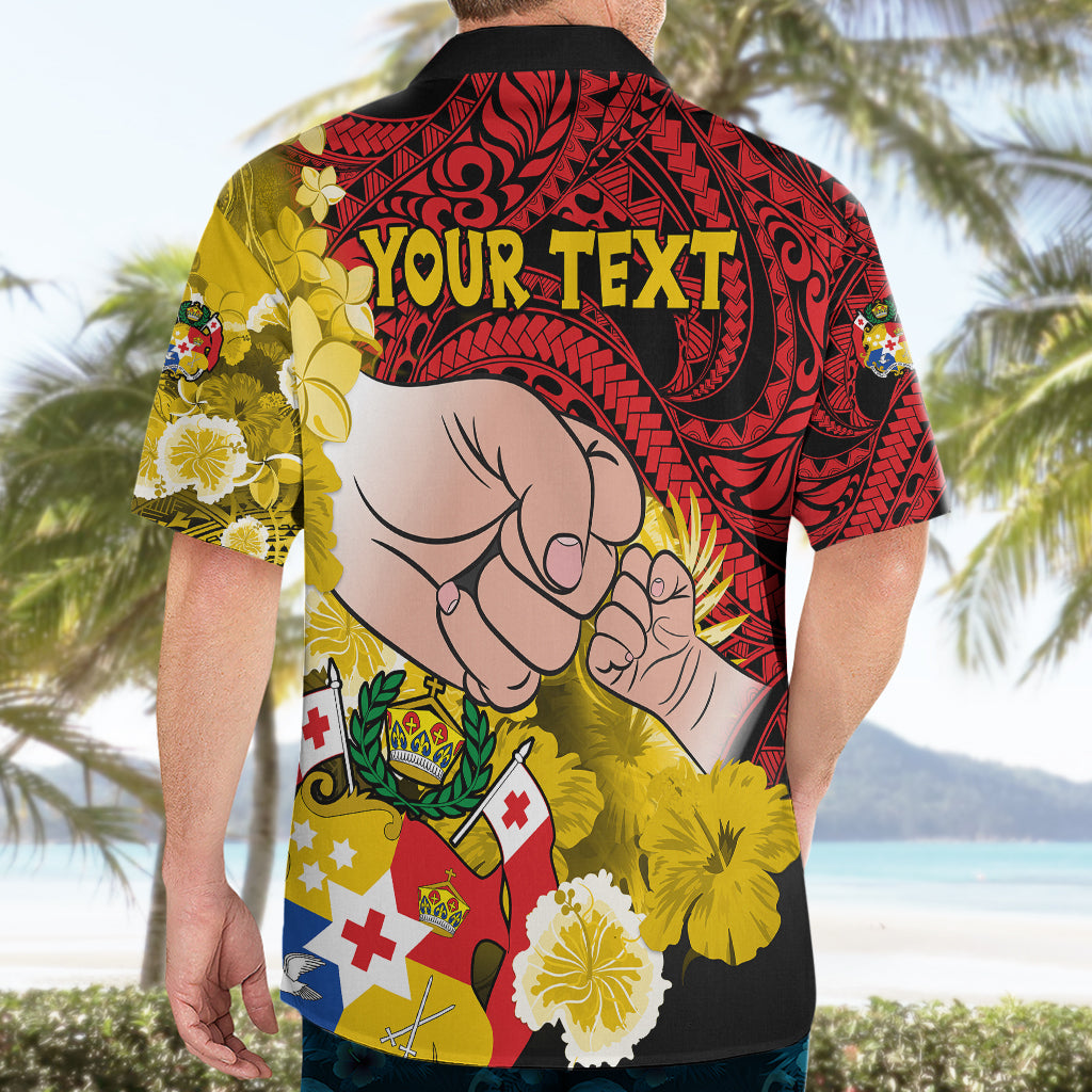 Personalised Dads Day Tonga Hawaiian Shirt Dad Ofa lahi atu - Polynesian Flowers Tribal - Wonder Print Shop