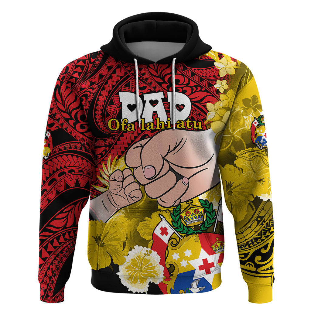 Personalised Fathers Day Polynesian Islands Tonga Hoodie Dad Ofa lahi atu - Polynesian Flowers Tribal - Wonder Print Shop
