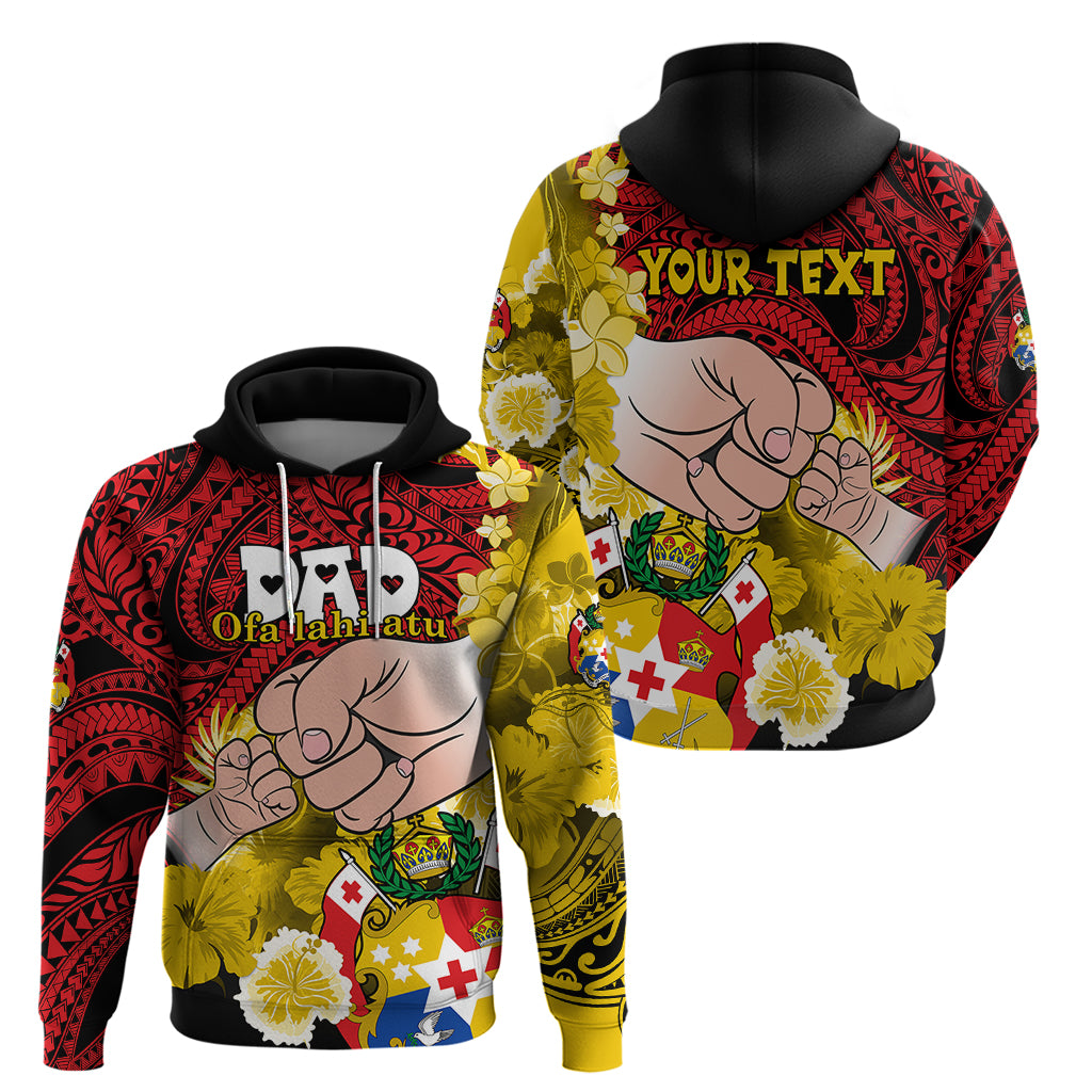 Personalised Fathers Day Polynesian Islands Tonga Hoodie Dad Ofa lahi atu - Polynesian Flowers Tribal - Wonder Print Shop