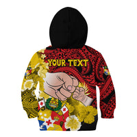 Personalised Dads Day Tonga Kid Hoodie Dad Ofa lahi atu - Polynesian Flowers Tribal - Wonder Print Shop