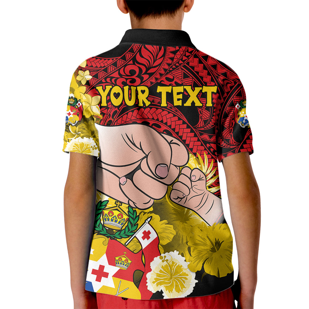 Personalised Dads Day Tonga Kid Polo Shirt Dad Ofa lahi atu - Polynesian Flowers Tribal - Wonder Print Shop