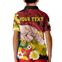 Personalised Fathers Day Polynesian Islands Tonga Kid Polo Shirt Dad Ofa lahi atu - Polynesian Flowers Tribal - Wonder Print Shop