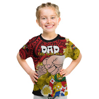 Personalised Fathers Day Polynesian Islands Tonga Kid T Shirt Dad Ofa lahi atu - Polynesian Flowers Tribal - Wonder Print Shop