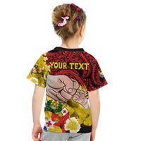 Personalised Dads Day Tonga Kid T Shirt Dad Ofa lahi atu - Polynesian Flowers Tribal - Wonder Print Shop