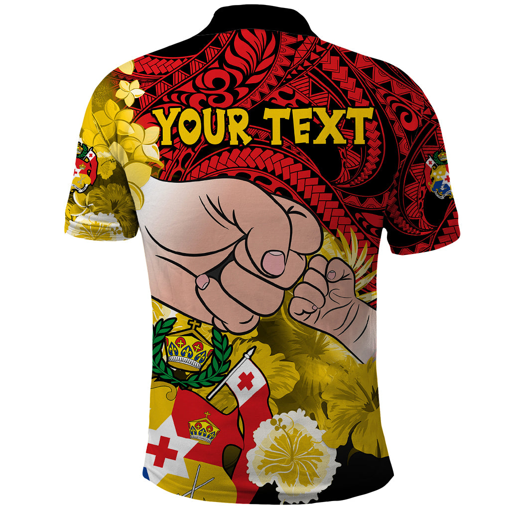 Personalised Fathers Day Polynesian Islands Tonga Polo Shirt Dad Ofa lahi atu - Polynesian Flowers Tribal - Wonder Print Shop