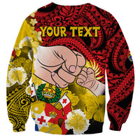 Personalised Fathers Day Polynesian Islands Tonga Sweatshirt Dad Ofa lahi atu - Polynesian Flowers Tribal - Wonder Print Shop