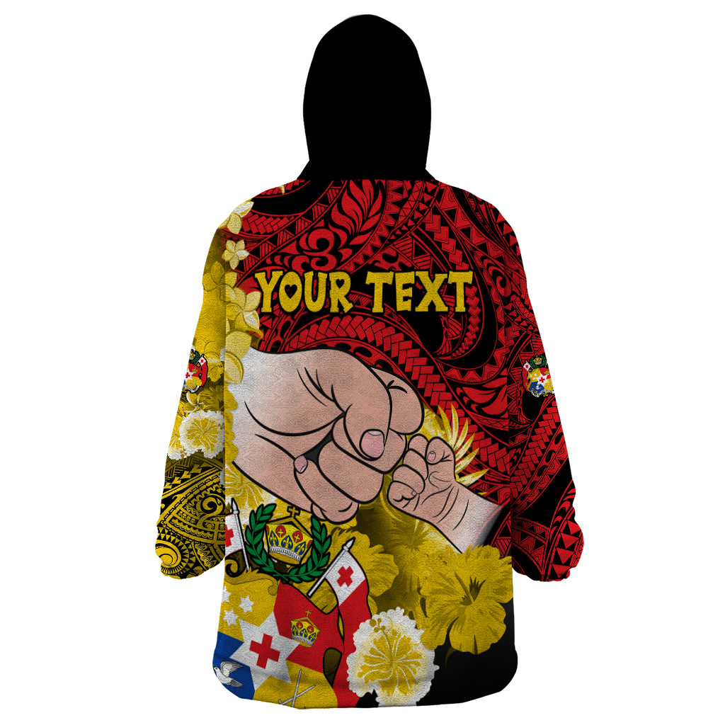 Personalised Dads Day Tonga Wearable Blanket Hoodie Dad Ofa lahi atu - Polynesian Flowers Tribal - Wonder Print Shop