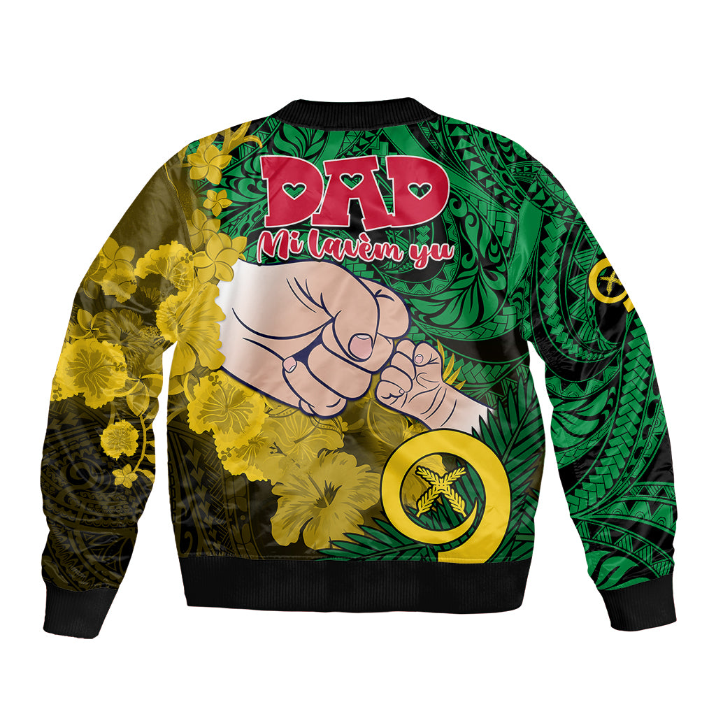 Fathers Day Polynesian Islands Vanuatu Bomber Jacket Dad Mi lavem yu - Polynesian Flowers Tribal LT9 - Wonder Print Shop