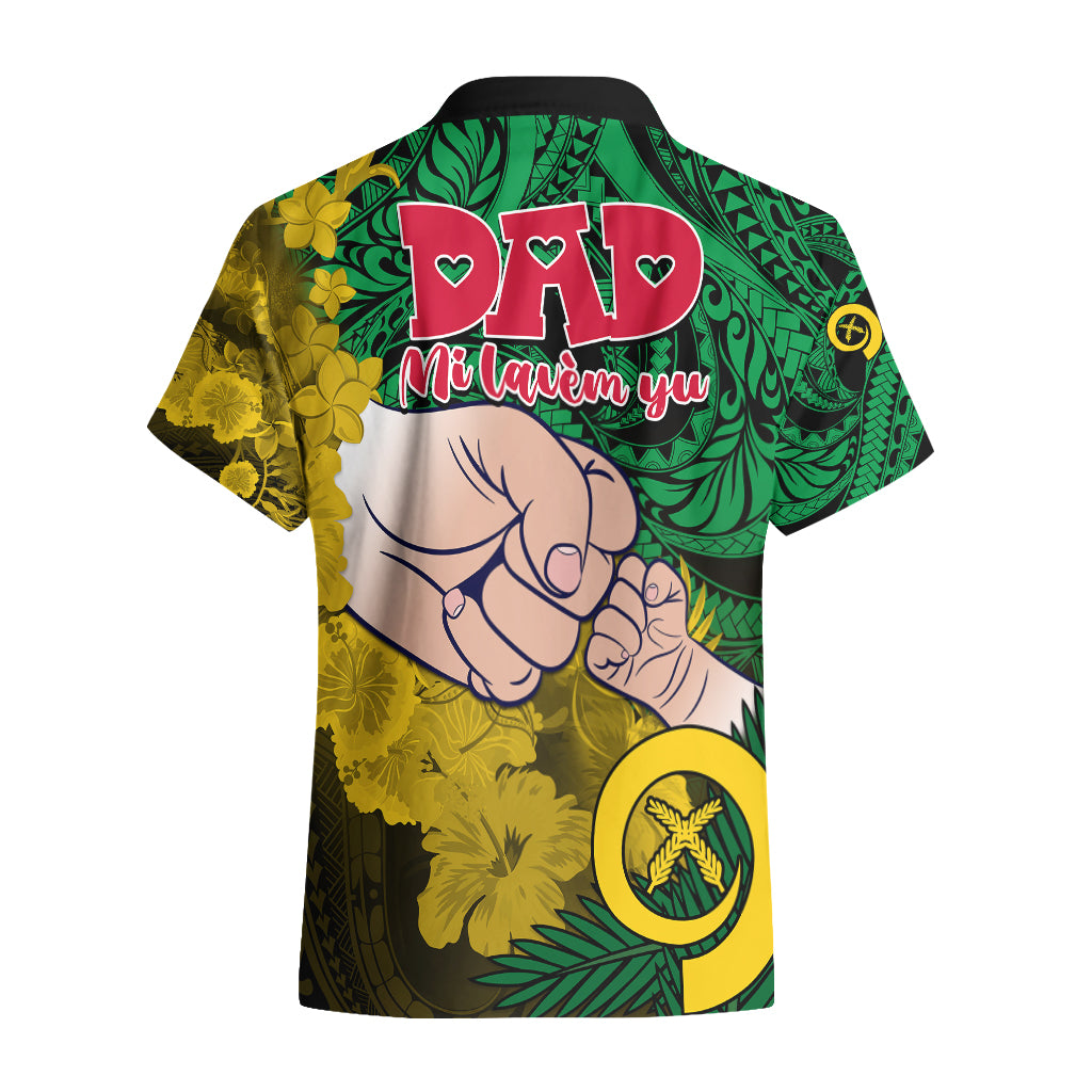 Fathers Day Polynesian Islands Vanuatu Hawaiian Shirt Dad Mi lavem yu - Polynesian Flowers Tribal - Wonder Print Shop