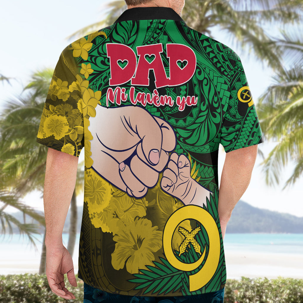 Dads Day Vanuatu Hawaiian Shirt Dad Mi lavem yu - Polynesian Flowers Tribal - Wonder Print Shop
