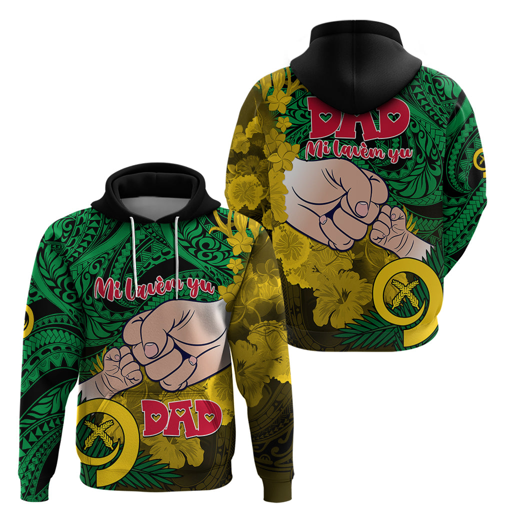 Dads Day Vanuatu Hoodie Dad Mi lavem yu - Polynesian Flowers Tribal - Wonder Print Shop