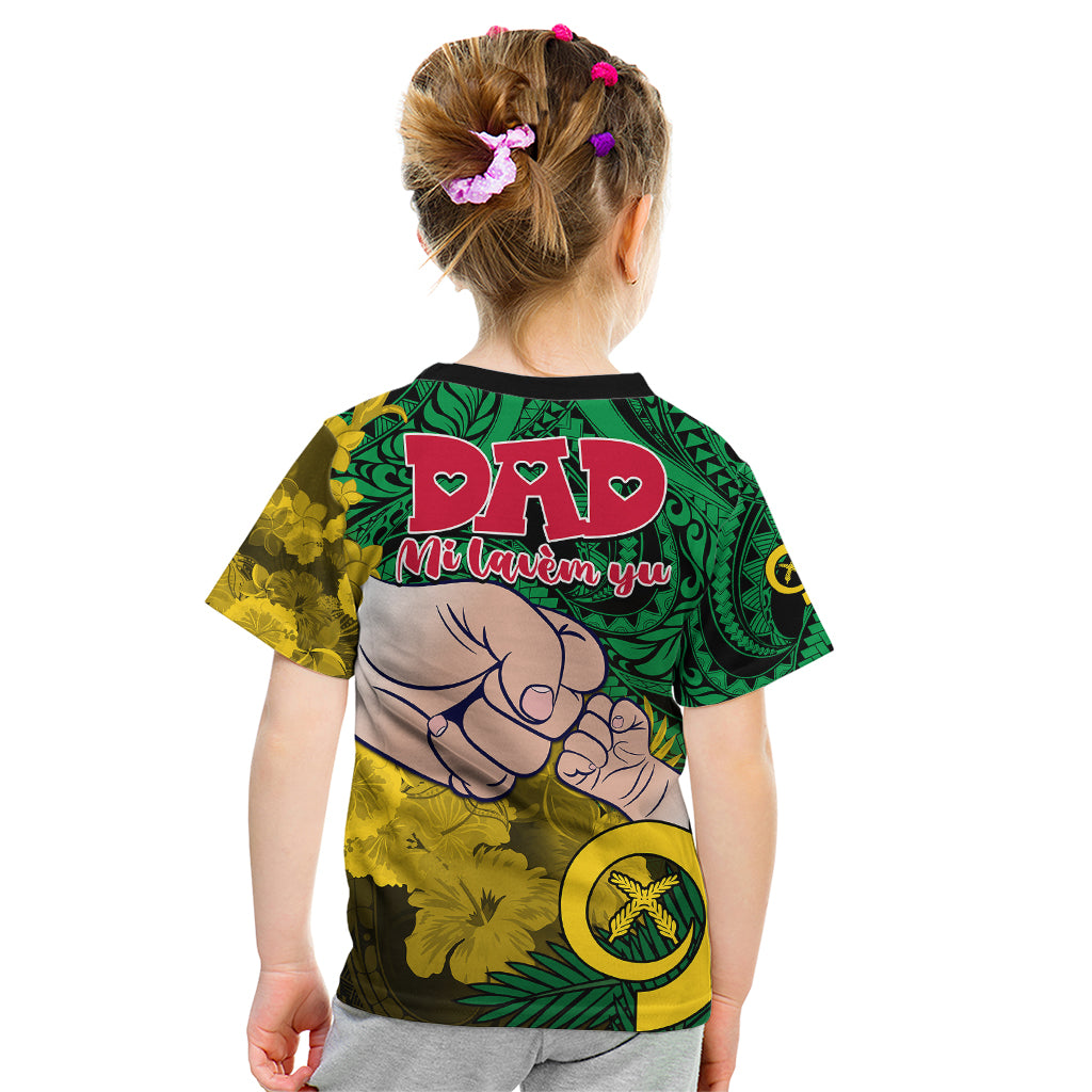 Dads Day Vanuatu Kid T Shirt Dad Mi lavem yu - Polynesian Flowers Tribal - Wonder Print Shop