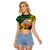 Personalised Fathers Day Polynesian Islands Vanuatu Raglan Cropped T Shirt Dad Mi lavem yu - Polynesian Flowers Tribal - Wonder Print Shop