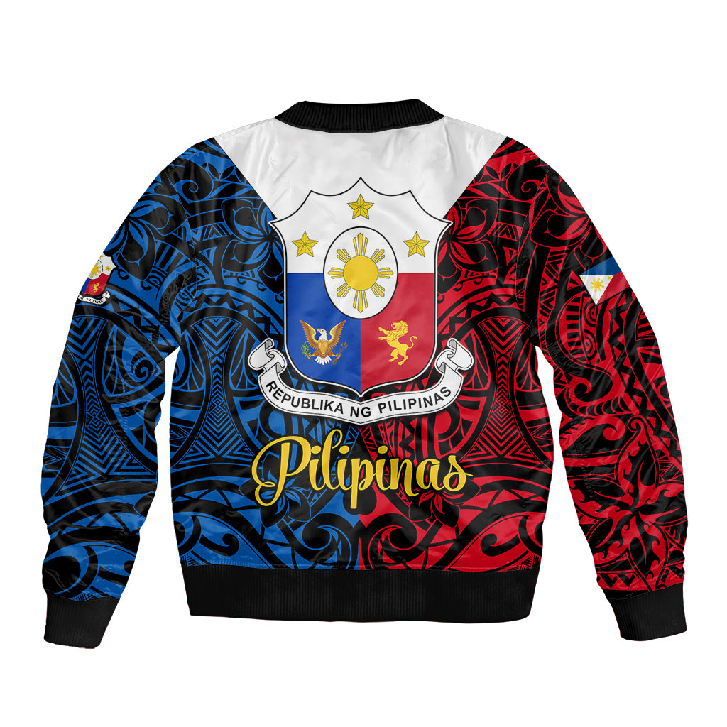 125th Independence Anniversary Philippines Bomber Jacket Polynesian Pilipinas Flag Style - Black LT9 - Wonder Print Shop