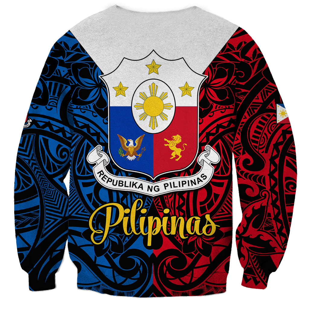 Polynesian Philippines Sweatshirt Pilipinas Flag Style for 125th Independence Anniversary Black - Wonder Print Shop