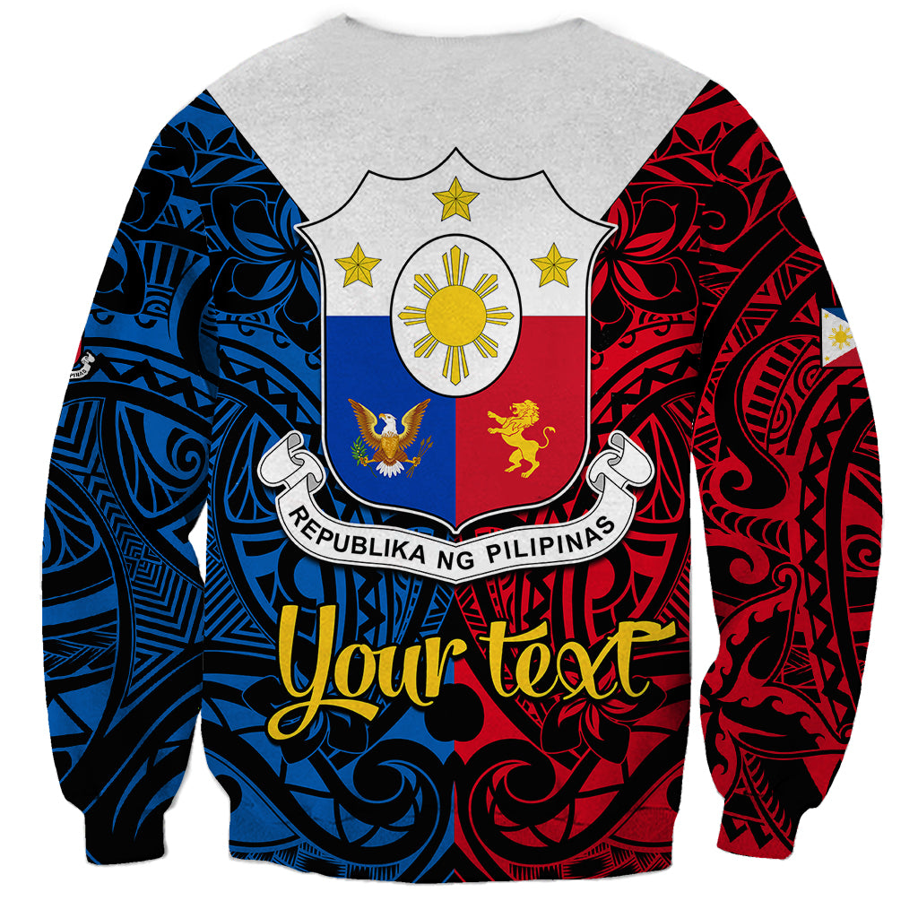 Personalised 125th Independence Anniversary Philippines Sweatshirt Polynesian Pilipinas Flag Style - Black - Wonder Print Shop