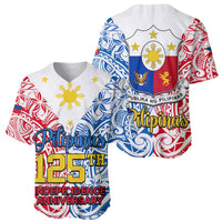 125th Independence Anniversary Philippines Baseball Jersey Polynesian Pilipinas Flag Style - White LT9 - Wonder Print Shop