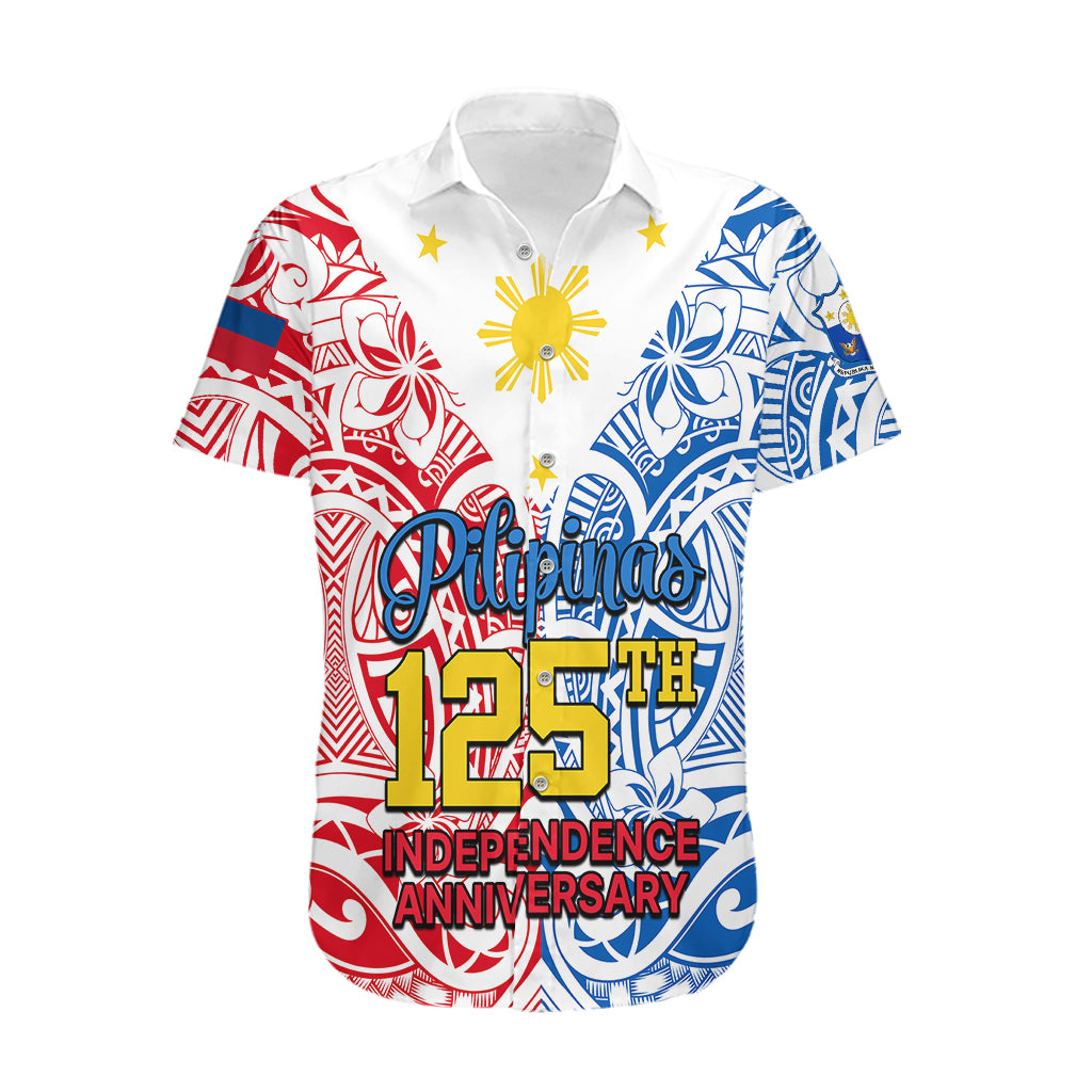 125th Independence Anniversary Philippines Hawaiian Shirt Polynesian Pilipinas Flag Style - White - Wonder Print Shop