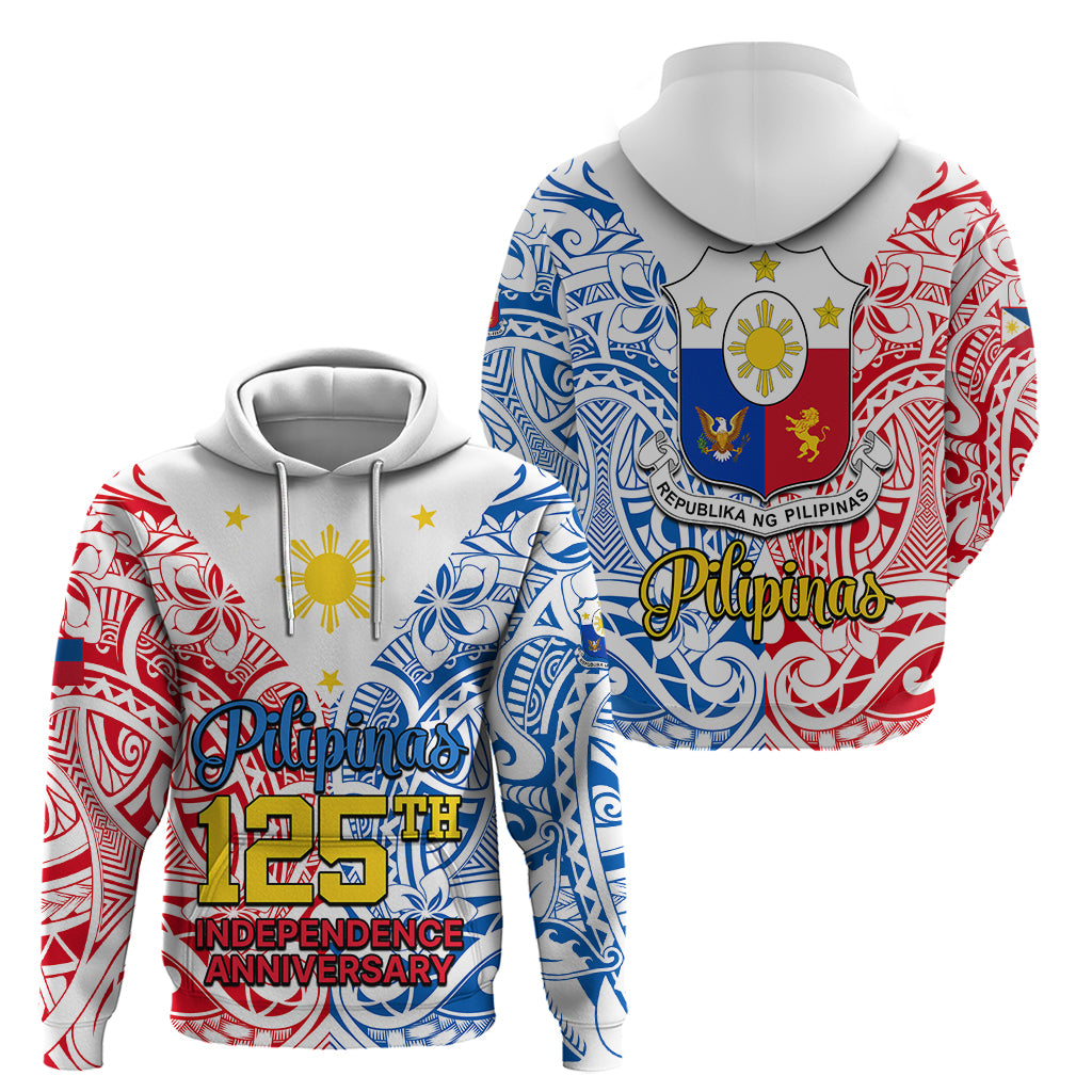 125th Independence Anniversary Philippines Hoodie Polynesian Pilipinas Flag Style - White - Wonder Print Shop