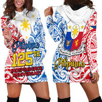 125th Independence Anniversary Philippines Hoodie Dress Polynesian Pilipinas Flag Style - White - Wonder Print Shop
