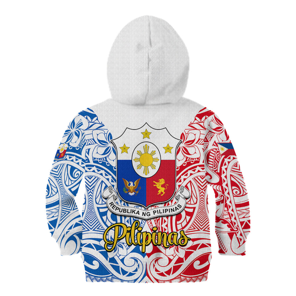 125th Independence Anniversary Philippines Kid Hoodie Polynesian Pilipinas Flag Style - White - Wonder Print Shop