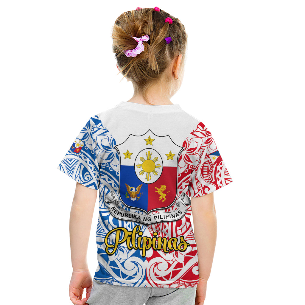 Polynesian Philippines Kid T Shirt Pilipinas Flag Style for 125th Independence Anniversary White - Wonder Print Shop