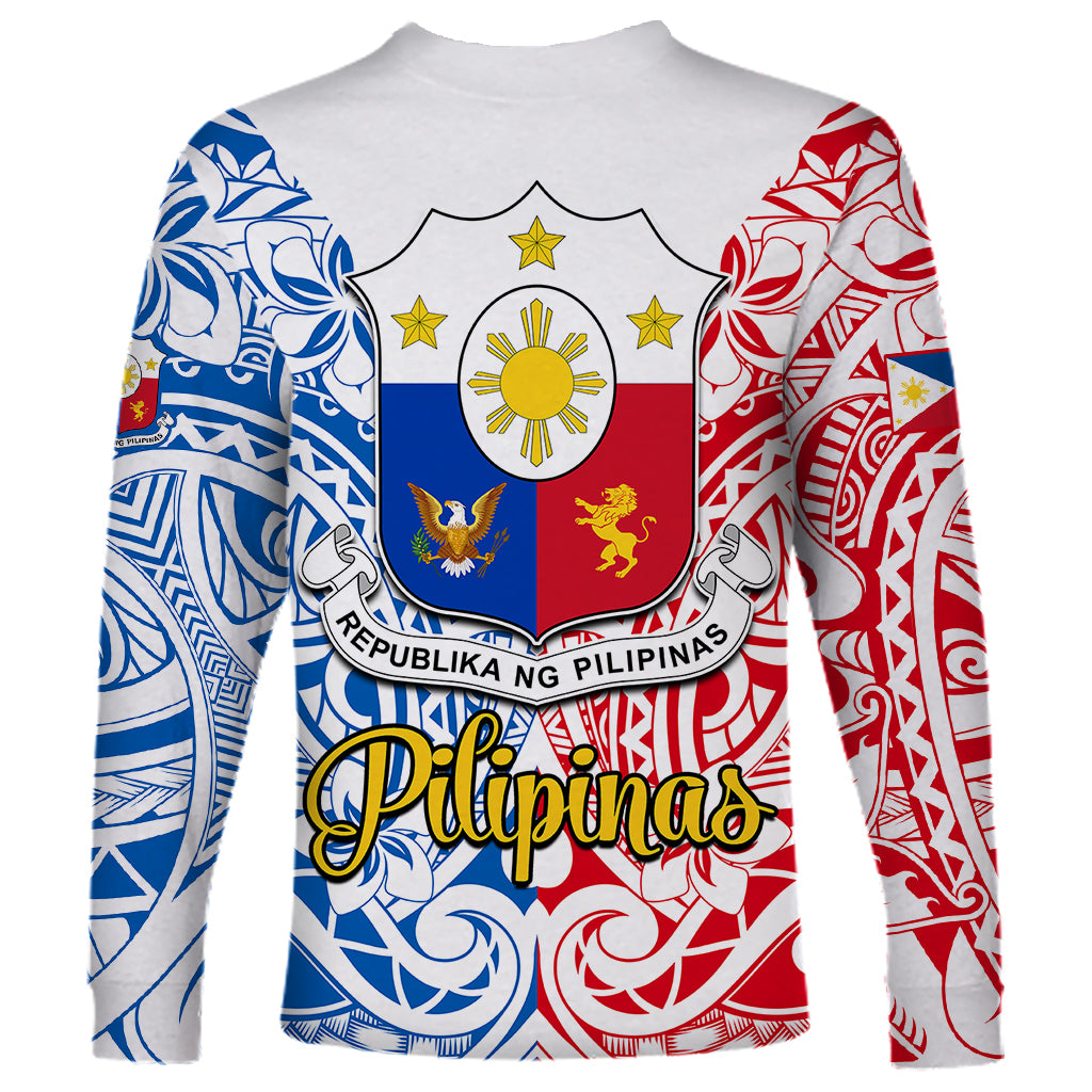 125th Independence Anniversary Philippines Long Sleeve Shirt Polynesian Pilipinas Flag Style - White - Wonder Print Shop