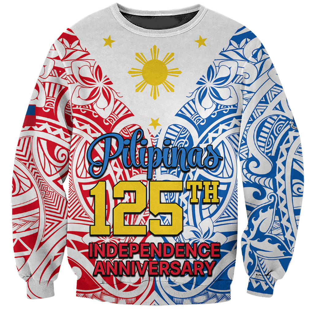 125th Independence Anniversary Philippines Sweatshirt Polynesian Pilipinas Flag Style - White - Wonder Print Shop