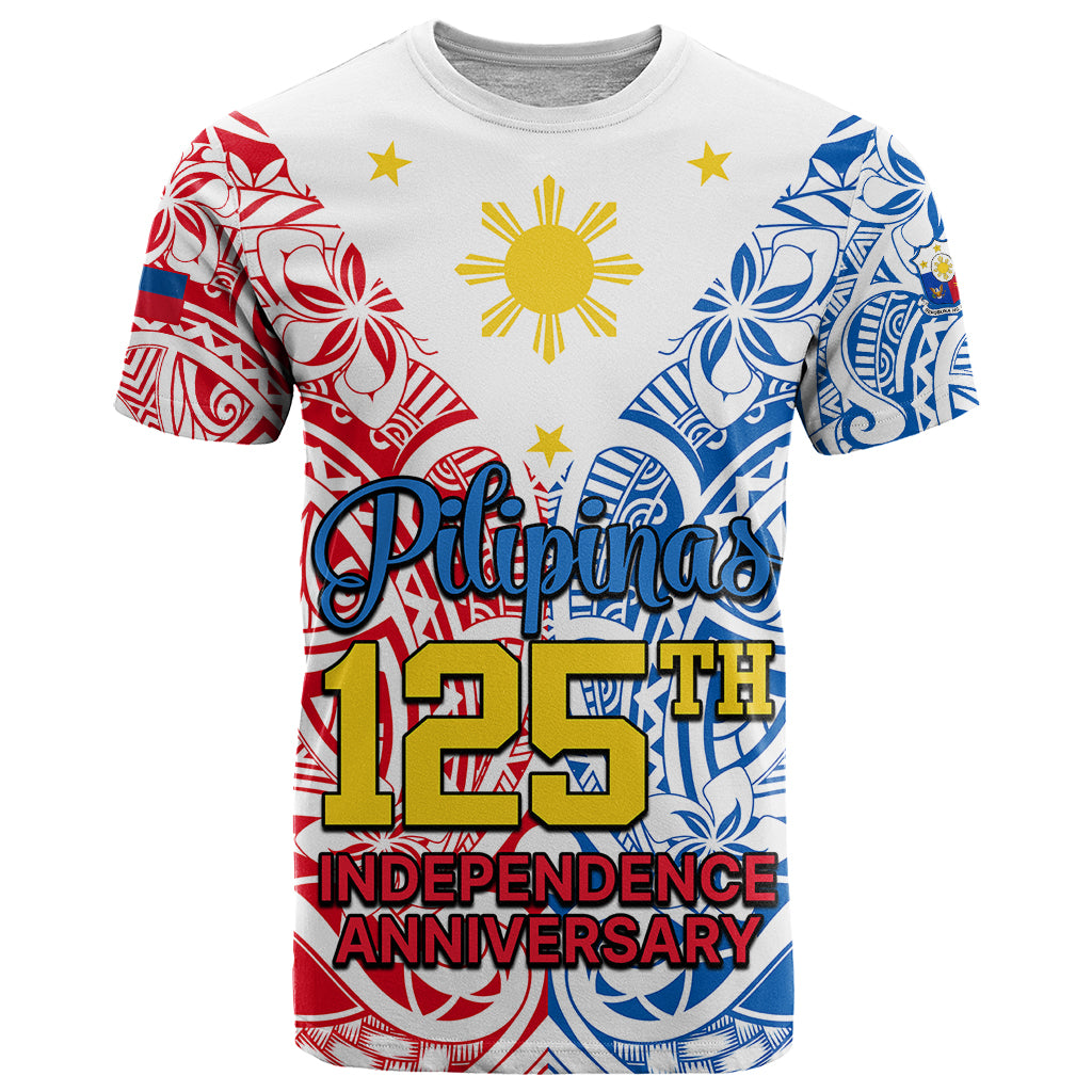 125th Independence Anniversary Philippines T Shirt Polynesian Pilipinas Flag Style - White - Wonder Print Shop
