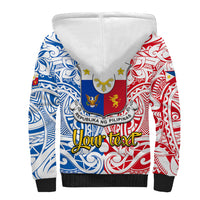 Personalised 125th Independence Anniversary Philippines Sherpa Hoodie Polynesian Pilipinas Flag Style - White - Wonder Print Shop