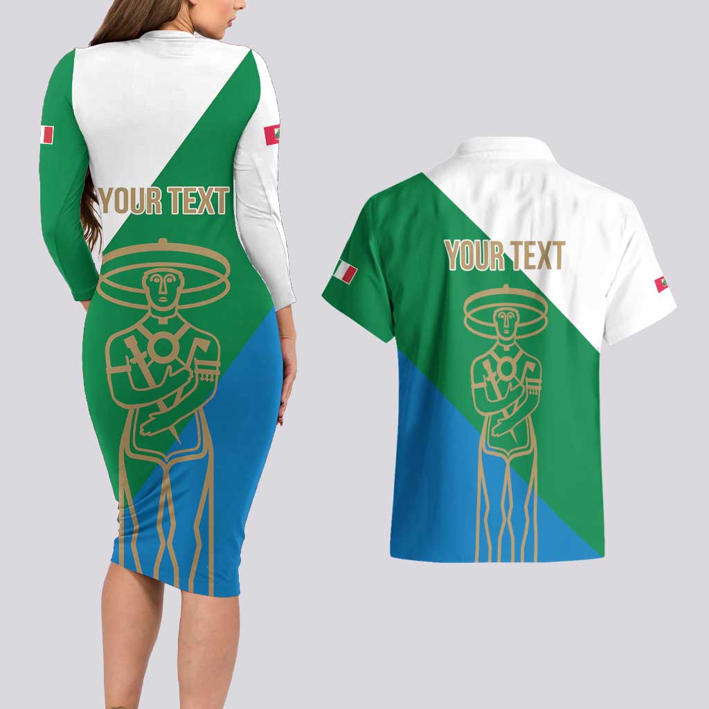 Personalized Italy Abruzzo Couples Matching Long Sleeve Bodycon Dress and Hawaiian Shirt Inspiration Flags Style