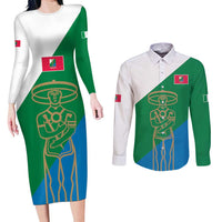 Personalized Italy Abruzzo Couples Matching Long Sleeve Bodycon Dress and Long Sleeve Button Shirt Inspiration Flags Style