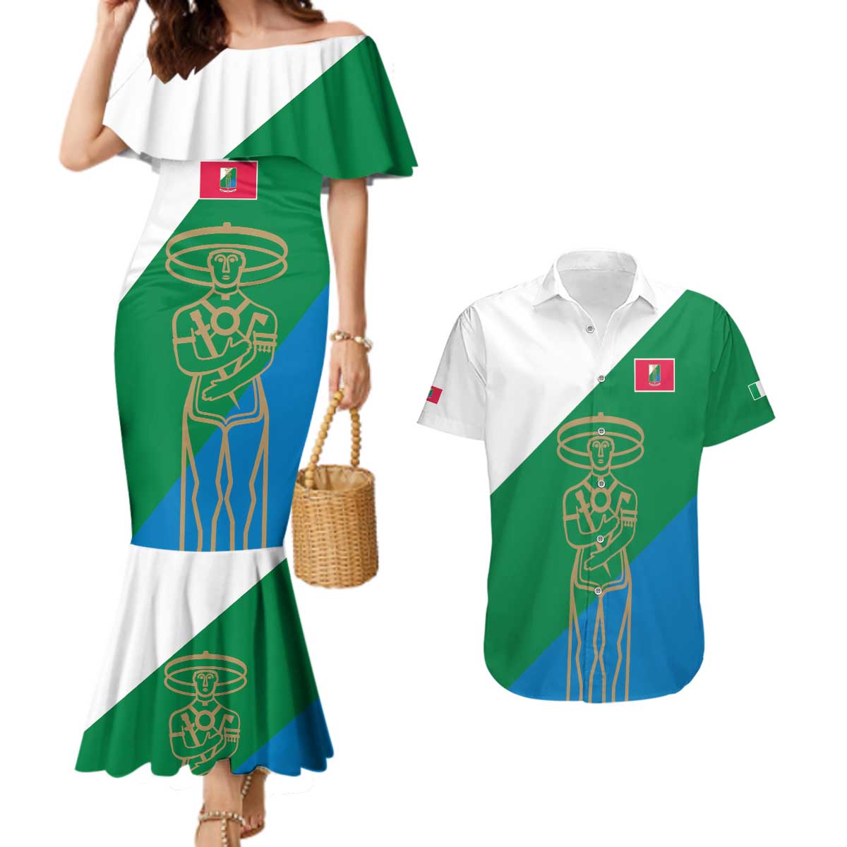 Personalized Italy Abruzzo Couples Matching Mermaid Dress and Hawaiian Shirt Inspiration Flags Style