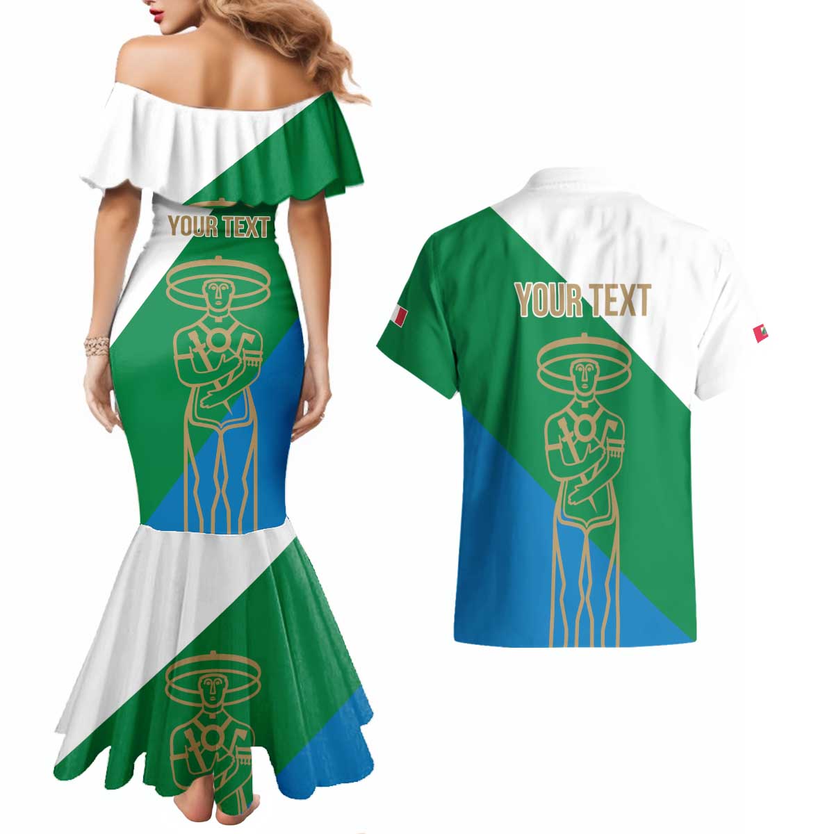 Personalized Italy Abruzzo Couples Matching Mermaid Dress and Hawaiian Shirt Inspiration Flags Style