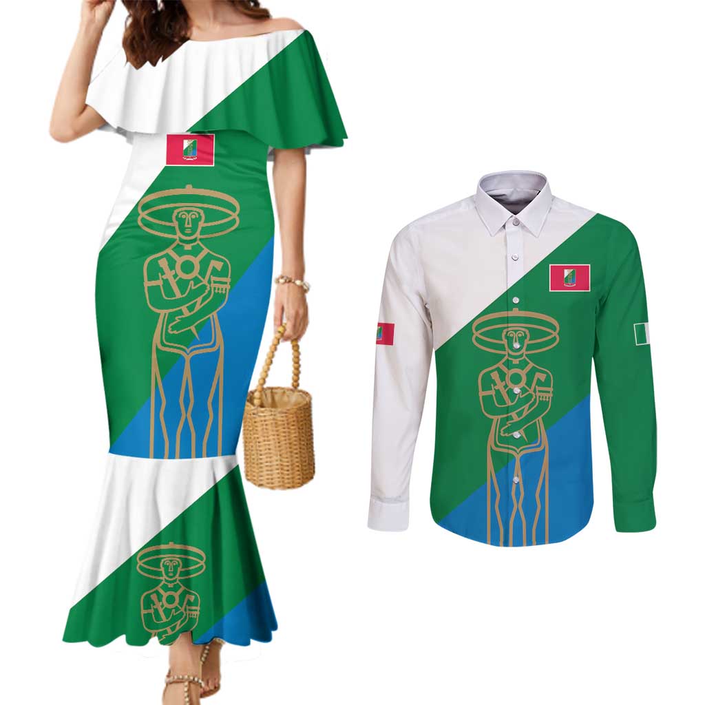 Personalized Italy Abruzzo Couples Matching Mermaid Dress and Long Sleeve Button Shirt Inspiration Flags Style