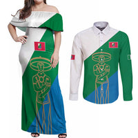 Personalized Italy Abruzzo Couples Matching Off Shoulder Maxi Dress and Long Sleeve Button Shirt Inspiration Flags Style