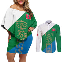 Personalized Italy Abruzzo Couples Matching Off Shoulder Short Dress and Long Sleeve Button Shirt Inspiration Flags Style