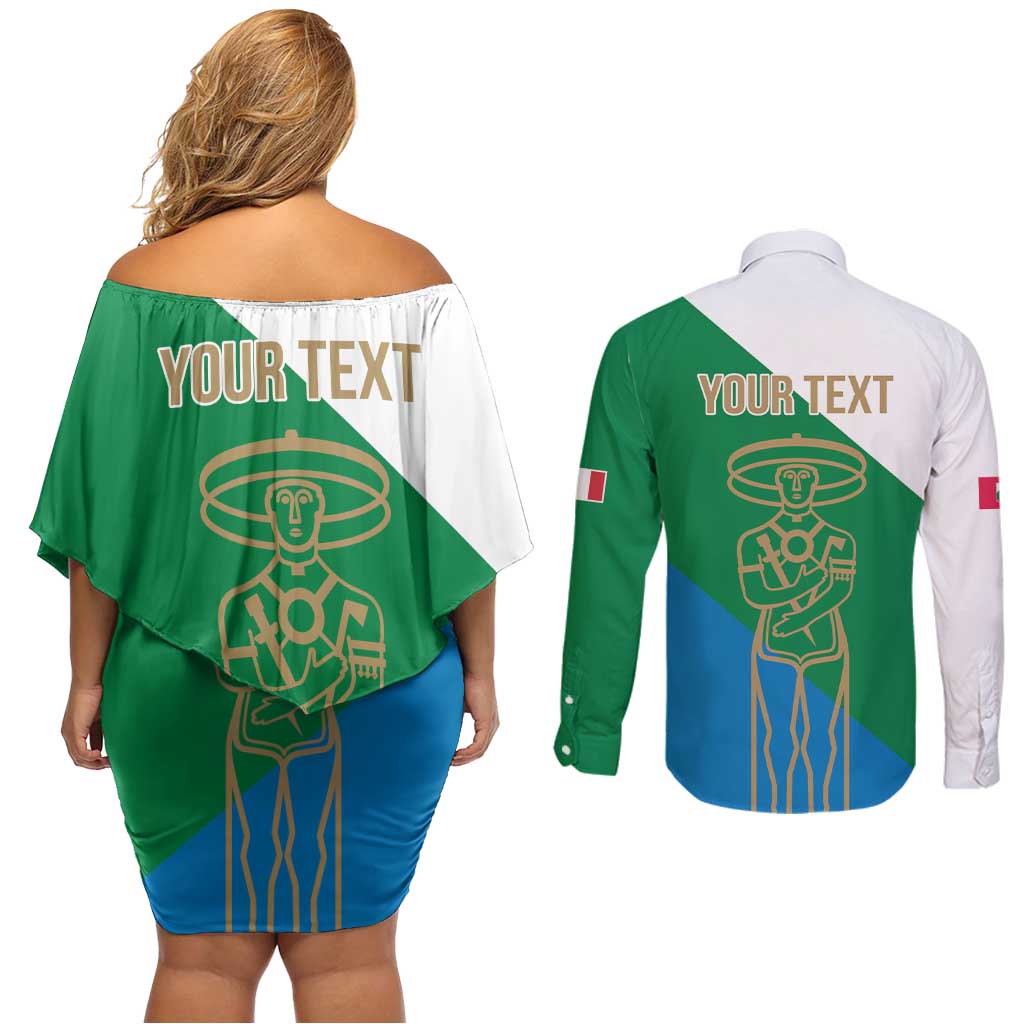 Personalized Italy Abruzzo Couples Matching Off Shoulder Short Dress and Long Sleeve Button Shirt Inspiration Flags Style