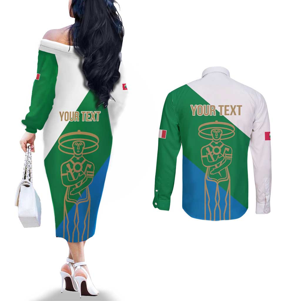Personalized Italy Abruzzo Couples Matching Off The Shoulder Long Sleeve Dress and Long Sleeve Button Shirt Inspiration Flags Style