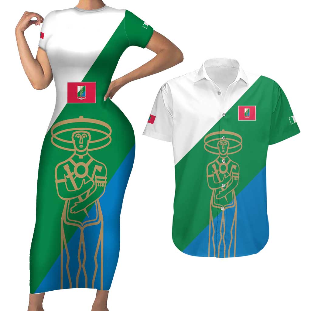 Personalized Italy Abruzzo Couples Matching Short Sleeve Bodycon Dress and Hawaiian Shirt Inspiration Flags Style