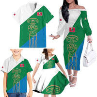 Personalized Italy Abruzzo Family Matching Off The Shoulder Long Sleeve Dress and Hawaiian Shirt Inspiration Flags Style