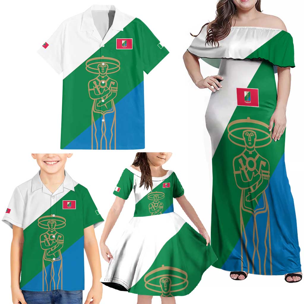 Personalized Italy Abruzzo Family Matching Off Shoulder Maxi Dress and Hawaiian Shirt Inspiration Flags Style