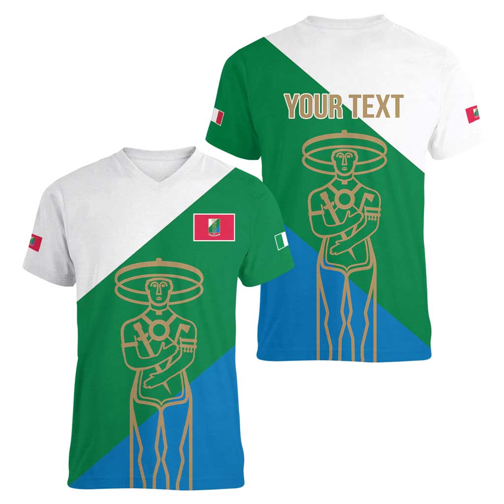 Personalized Italy Abruzzo Women V-Neck T-Shirt Inspiration Flags Style