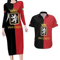 Personalized Italy Aosta Valley Couples Matching Long Sleeve Bodycon Dress and Hawaiian Shirt Inspiration Flags Style