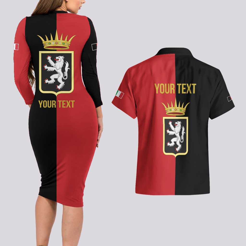 Personalized Italy Aosta Valley Couples Matching Long Sleeve Bodycon Dress and Hawaiian Shirt Inspiration Flags Style