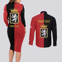 Personalized Italy Aosta Valley Couples Matching Long Sleeve Bodycon Dress and Long Sleeve Button Shirt Inspiration Flags Style