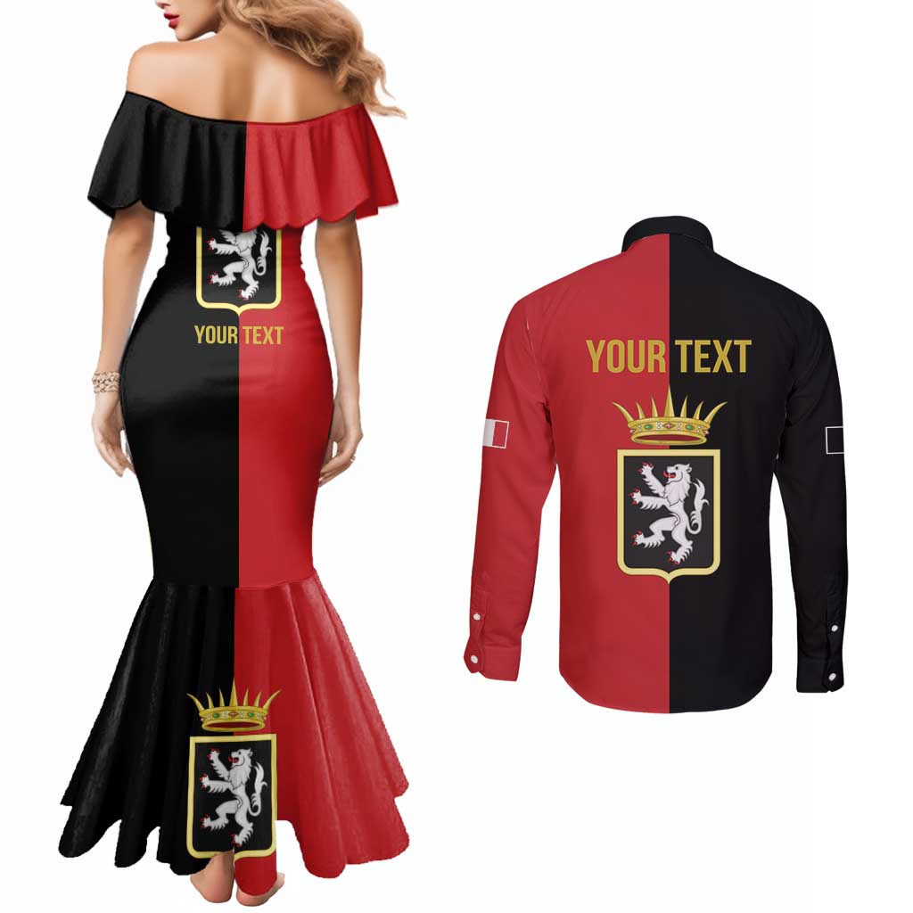 Personalized Italy Aosta Valley Couples Matching Mermaid Dress and Long Sleeve Button Shirt Inspiration Flags Style