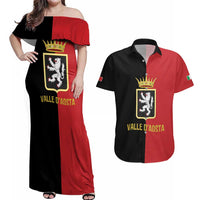 Personalized Italy Aosta Valley Couples Matching Off Shoulder Maxi Dress and Hawaiian Shirt Inspiration Flags Style