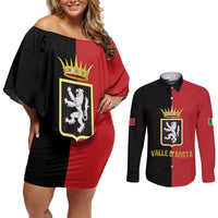 Personalized Italy Aosta Valley Couples Matching Off Shoulder Short Dress and Long Sleeve Button Shirt Inspiration Flags Style