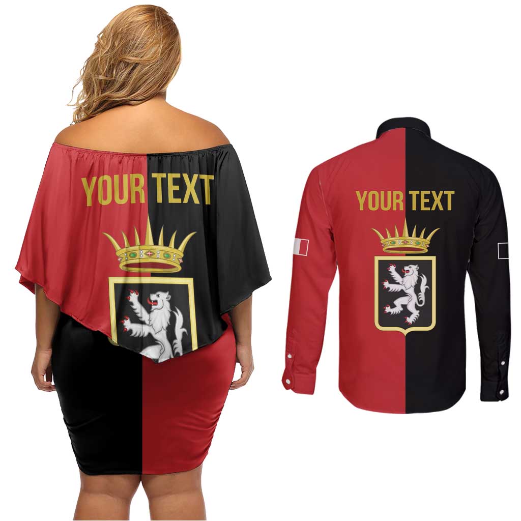 Personalized Italy Aosta Valley Couples Matching Off Shoulder Short Dress and Long Sleeve Button Shirt Inspiration Flags Style